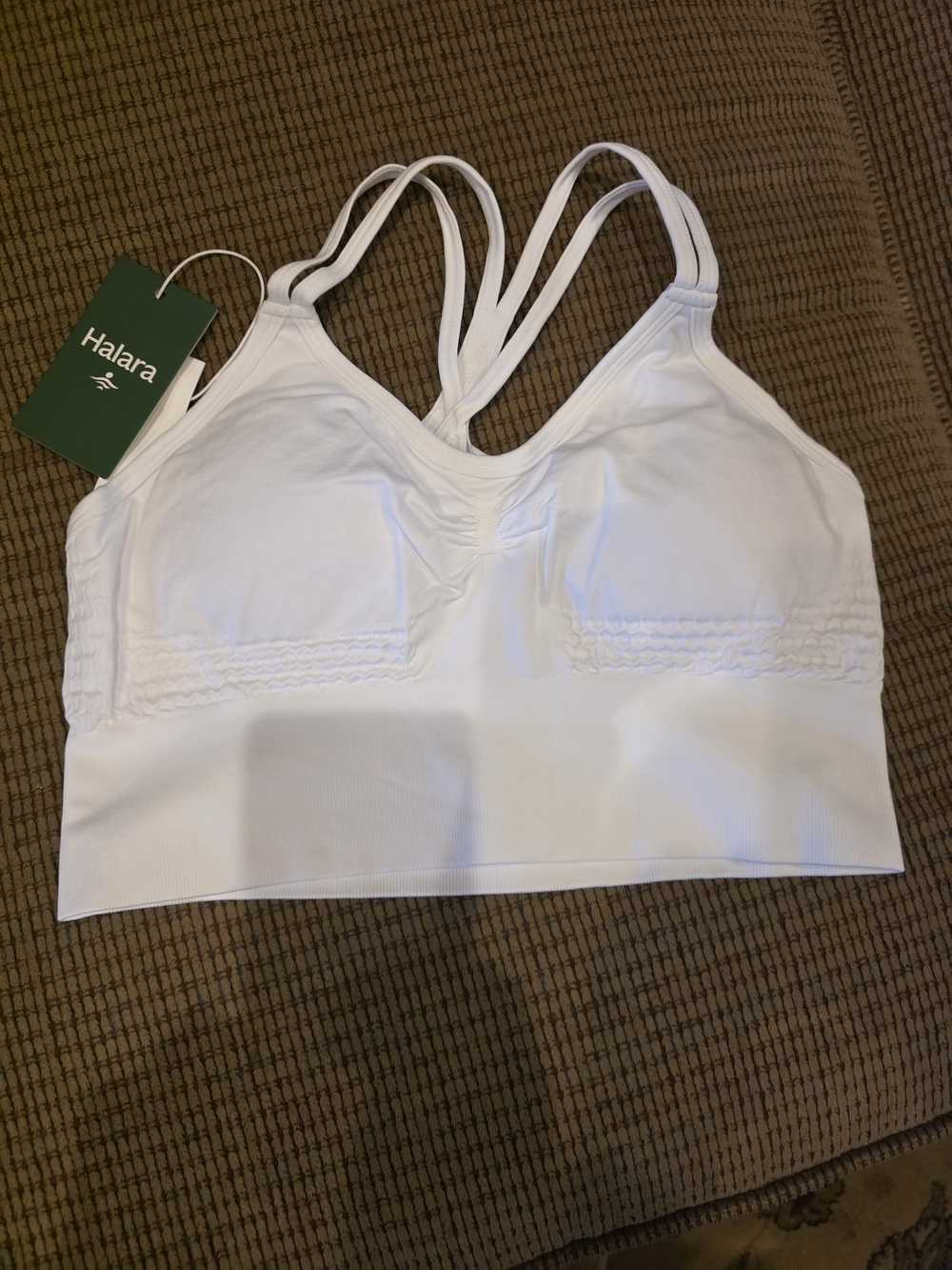 Halara White Seamless Strappy Bralette